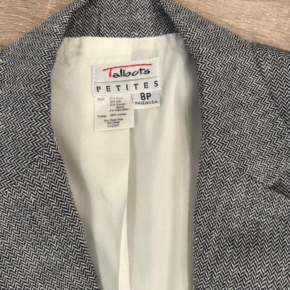 TALBOTS WOMENS 2 PIECE GRAY TWEED SUIT SKIRT AND BLAZER JACKET 8P - Picture 11 of 13